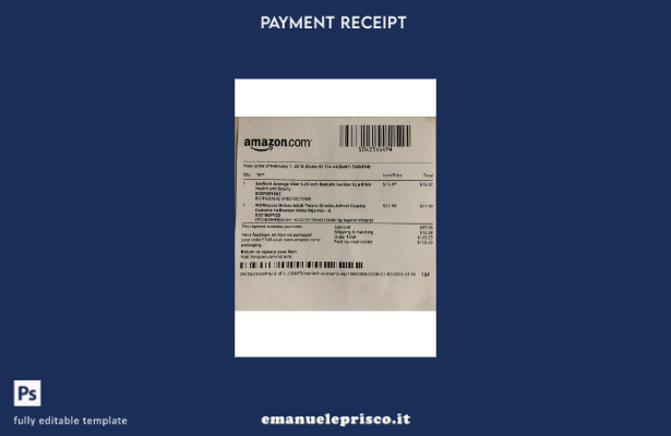 modello di ricevuta di pagamento dell'azienda Amazon in stile verificato